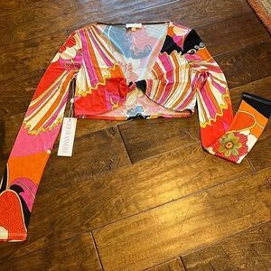 Ronny Kobo retro floral print, crop top, L!